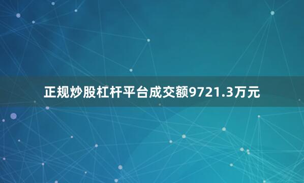 正规炒股杠杆平台成交额9721.3万元